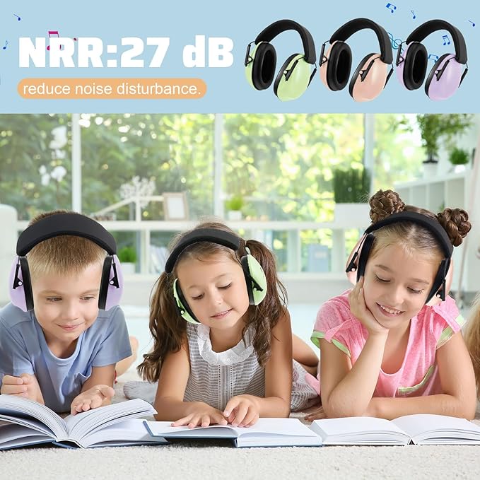 Amylove 6 Pcs Kids Noise Cancelling Headphones 27db Adjustable Earmuffs for Autism Sensory Toddler Children(Gentle Colors)