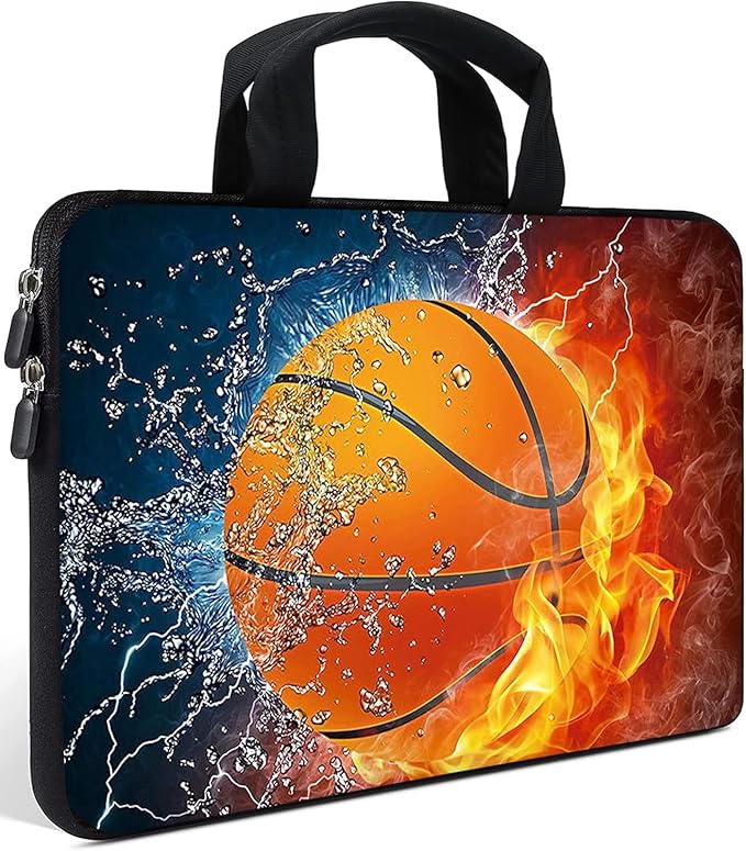 Laptop Sleeve Case 11.6" 12.1 Inch Neoprene Laptop Sleeve/Notebook Computer Pocket Case/Chromebook Case/Tablet Briefcase Carrying Bag Compatible For Men， Women ，boys， girls (Fire basketball)