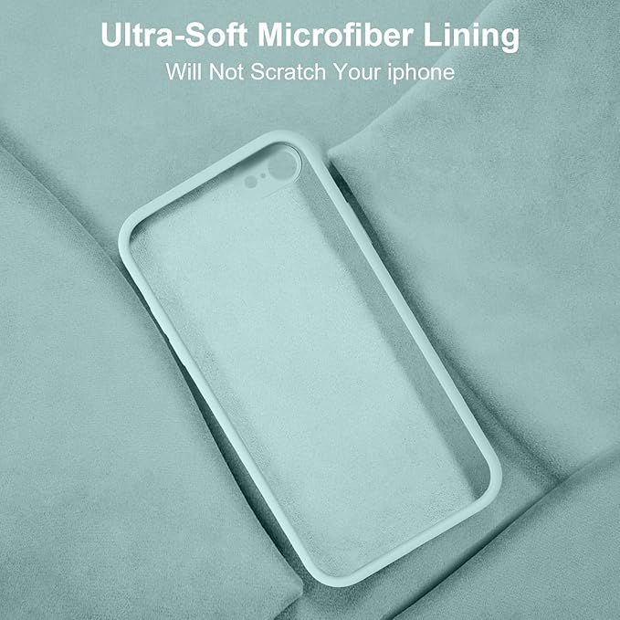 Vooii for iPhone SE Case 2022/3rd/2020,iPhone 8/7 Case, Upgraded Liquid Silicone with [Flat Edges] [Camera Protection] [Soft Anti-Scratch Microfiber Lining] Phone Case for iPhone SE - Mint