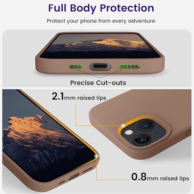 OTOFLY Designed for iPhone 14 Case, Silicone Shockproof Slim Thin Phone Case for iPhone 14 6.1 inch (Light Brown)