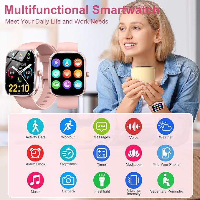 Kuizil Smart Watch, 1.91" Smartwatch for Men Women (Answer/Make Call), Fitness Tracker with 100+ Sport Modes, IP68 Waterproof, Heart Rate/Sleep Monitor, Pedometer, Activity Tracker for Android iOS