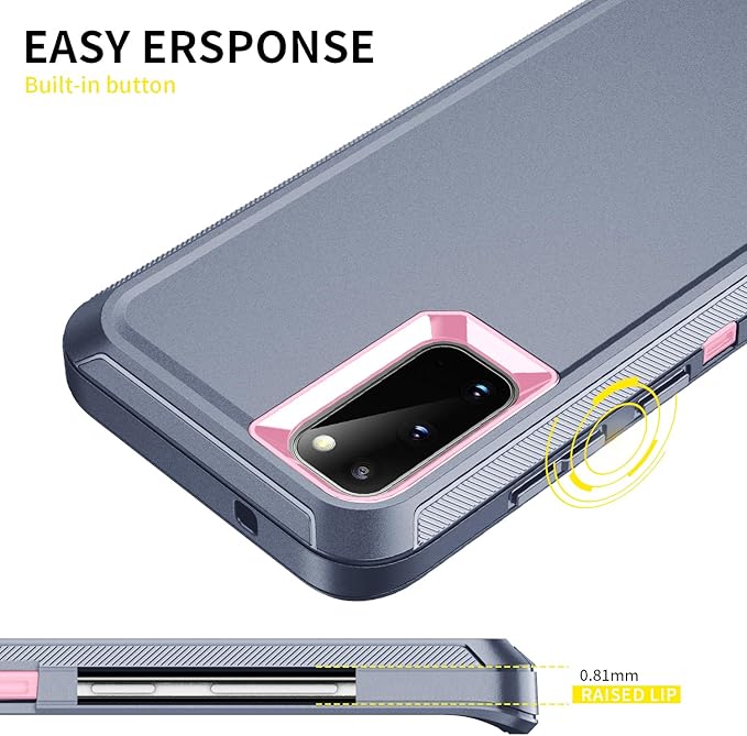 for Galaxy S20 FE 5g Case,Shockproof Dropproof Dustproof 3-Layer Full Body Protection Rugged Heavy Duty High Impact Hard Cover Case for Galaxy S20 FE 6.5 inch,Grey/Pink
