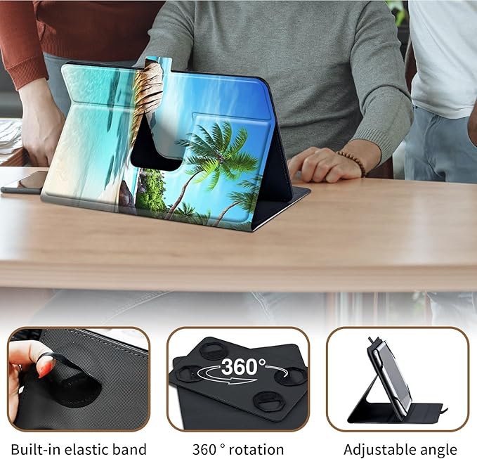 Case for Lenovo Tab P11 Pro Gen 2 11.2" 2022,Mxfdegf 360 Degree Rotating Stand and Magnetic Closure Case for 11.2 inch Lenovo Tab P11 Pro 2nd Generation,Beach Palm Trees