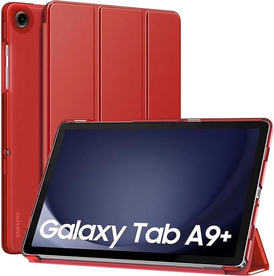 MoKo Case for Galaxy Tab A9+/A9 Plus 11 inch 2023, Slim Stand Protective Smart Cover with Hard PC Translucent Back Shell for Tab A9 Plus Tablet (SM-X210/X216/X218), Auto Wake/Sleep, Red