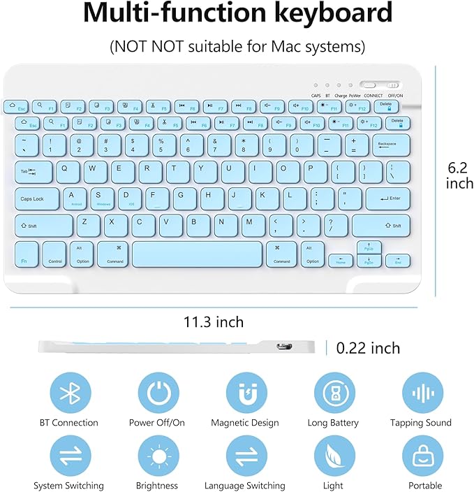 aMZCaSE for iPad Pro 13 inch Case with Keyboard (M4, 2024), Keyboard Case for iPad 13 Pro Magnetic Detachable Folio Slim iPad Pro 13 Stand Cover,Smart Sleep/Wake,Pencil Holder,Light Blue
