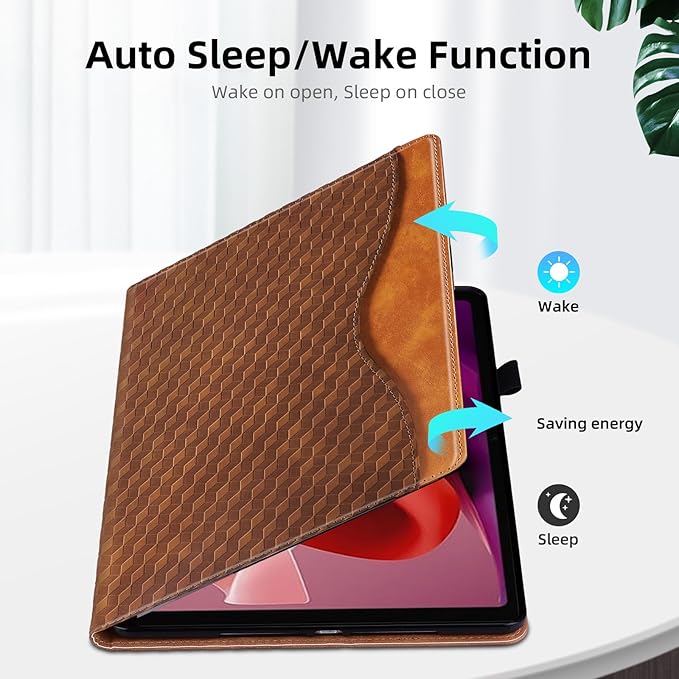 Case for Lenovo Xiaoxin Pad Pro 12.7" 2025 Retro Folio Cover for Xiaoxin Pad Pro 12.7 inch with Hand Strap,Multi-Angle Stand Cover PU Leather with Card Pocket,Brown