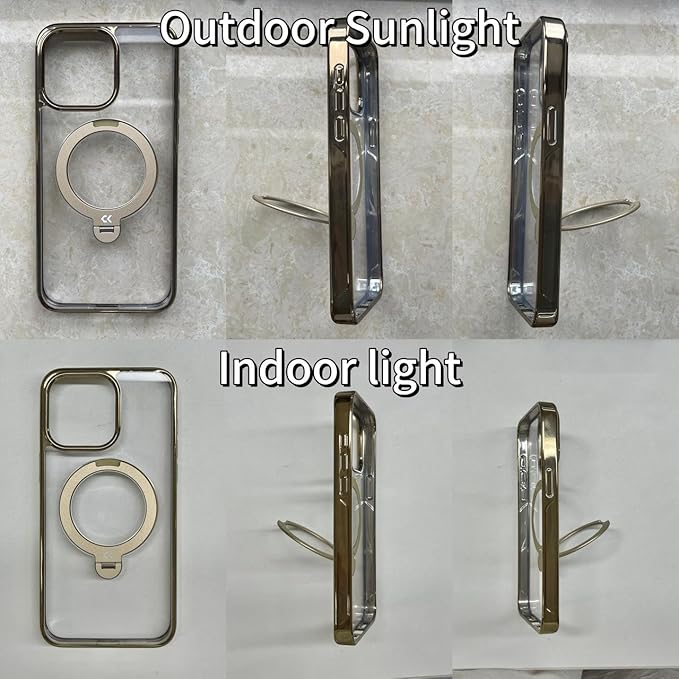 CASEKOO Titanium 360° Rotatable Magnetic Stand for iPhone 15 Pro Max Case [Compatiblewith Magsafe][16FT Military Protection] Slim 15 Pro Max with Kickstand Ring Phone Cover 6.7", Antique Gold