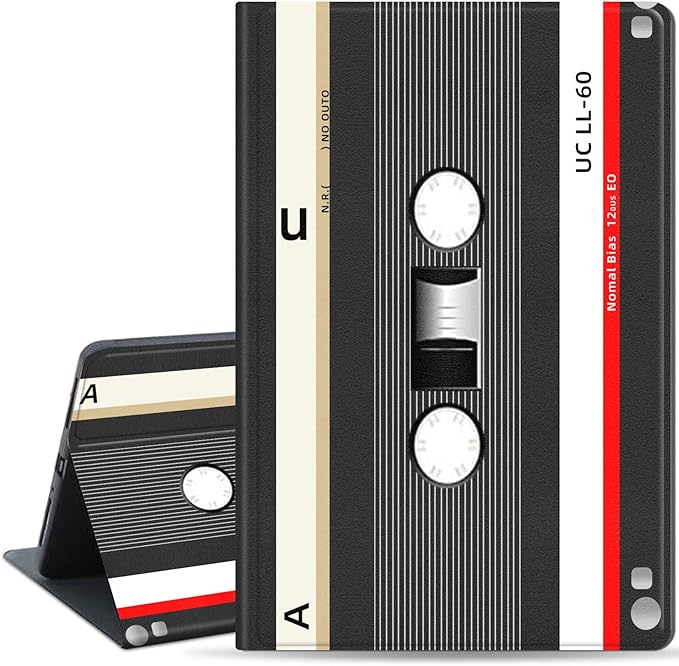 Slim Case for Samsung Galaxy Tab S10 FE / S9 FE 5G 10.9" & Tab S9 11", PU Leather Protective Cover, Multi-Angle Stand, Auto Sleep/Wake, Retro Tape