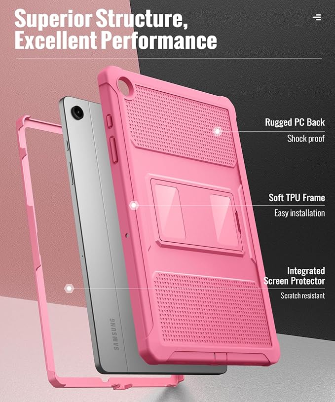 MoKo Case Fit Galaxy Tab A9 Plus 11-Inch 2023 (SM-X210/X216/X218), Shockproof Full Body Rugged Stand Back Cover Built-in Screen Protector Fit Galaxy Tab A9+ 11" 2023, Conch Shell