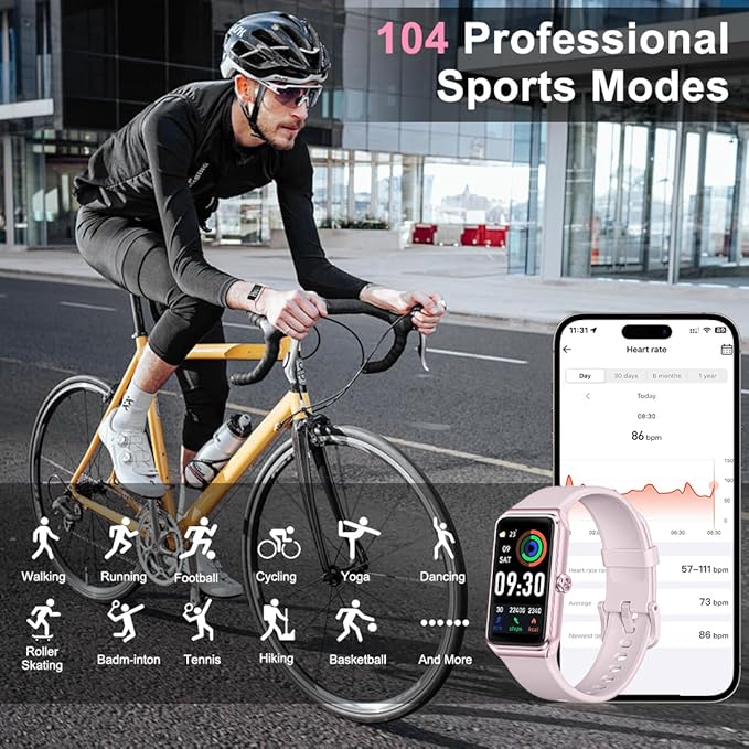 Fitness Tracker- Smart Watch with 1.47" Health Activity Trackers 24/7 Heart Rate,Stress Management, Monitor Blood Oxygen, Sleep Tracking Fitness Watch for Android iPhone Women Men (Pink)