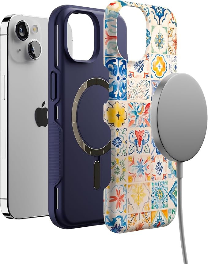 Casely iPhone 14 Case | Tuscan Tiles | Dolce Vita | Bold Protective Design | Compatible with MagSafe