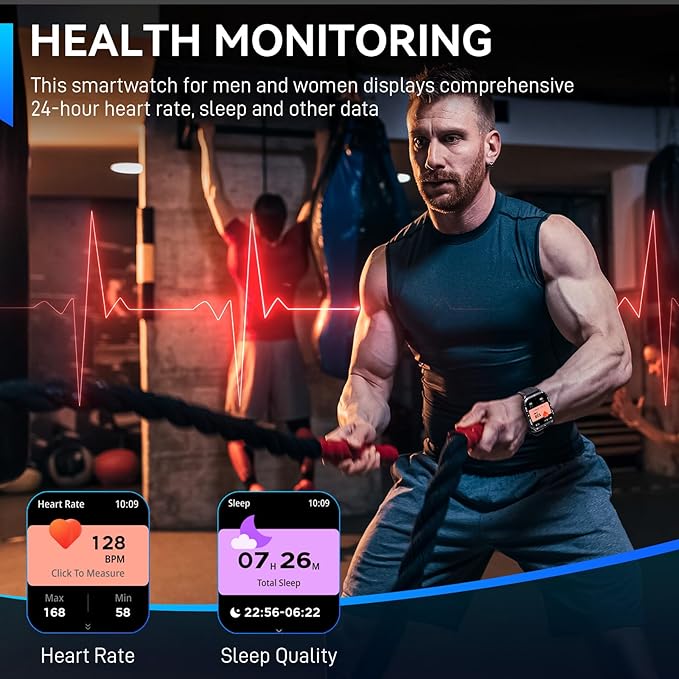 Military Smart Watch for Men with LED Flashlight Watch 2.0'' Big Screen Tactical Smartwatch 430mAh Big Battery Fitness Tracker with Heart Rate Sleep Monitor for iPhone Android