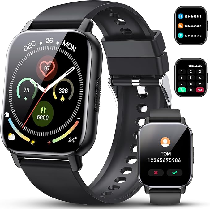 Smart Watch for Men Women, 1.85" HD Touchscreen Fitness Tracker with Bluetooth Calling, Fitness Watch with 24/7 Heart Rate/Sleep Monitor, 120+ Sports Modes, IP68 Waterproof Smartwatch for Android iOS