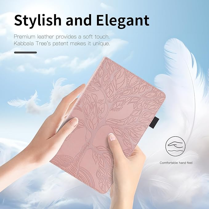 Portfolio Cover for Galaxy Tab A 10.1 Inch, Unique Tree Design with Card Slots, Slim and Lightweight, Precise Cutouts Tablet Case Compatible with Samsung Galaxy Tab A 2019 SM-T510 T515 Rosegold Pink