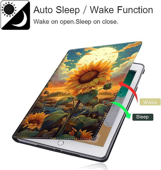 Case for Galaxy Tab A9 Plus ， Auto Sleep/Wake Multi-Angle Viewing Slim Folio Stand Cover for Samsung Galaxy Tab A9+/A9 Plus 11 Inch 2023 (SM-X210/X216/X218), Sunflower Painting Petals