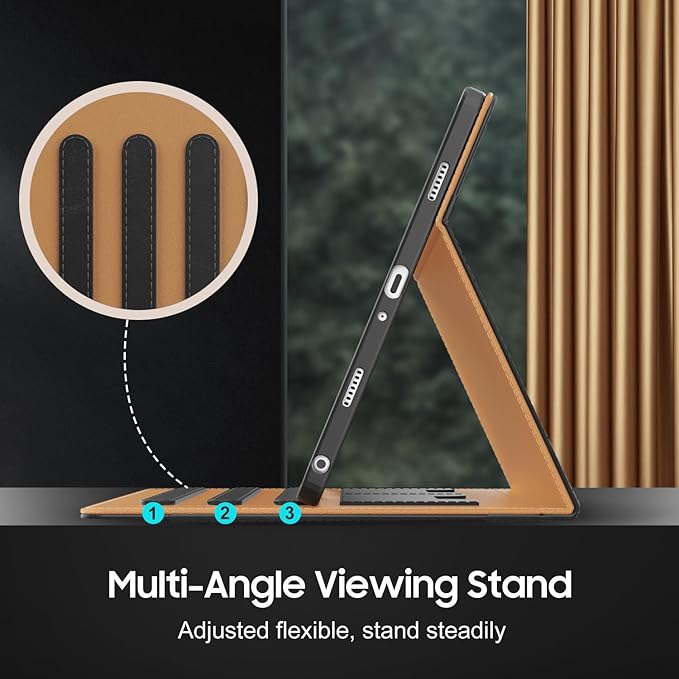 OKP Case for Samsug Galaxy Tab A9+ Plus 11 inch 2024(SM-X210/X216/X218), PU Leather Folio Cover with Multi-Angle Stand//Pen Holder, Auto Wake/Sleep Case for Galaxy A9+ 11" Tablet (Black)