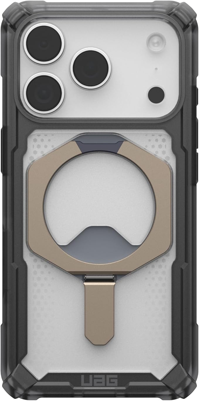 URBAN ARMOR GEAR UAG Designed for iPhone 17 Pro Case with Kickstand Plasma XTE - Compatible with MagSafe Transparent Military Grade Protective Cover, Ash/Titanium