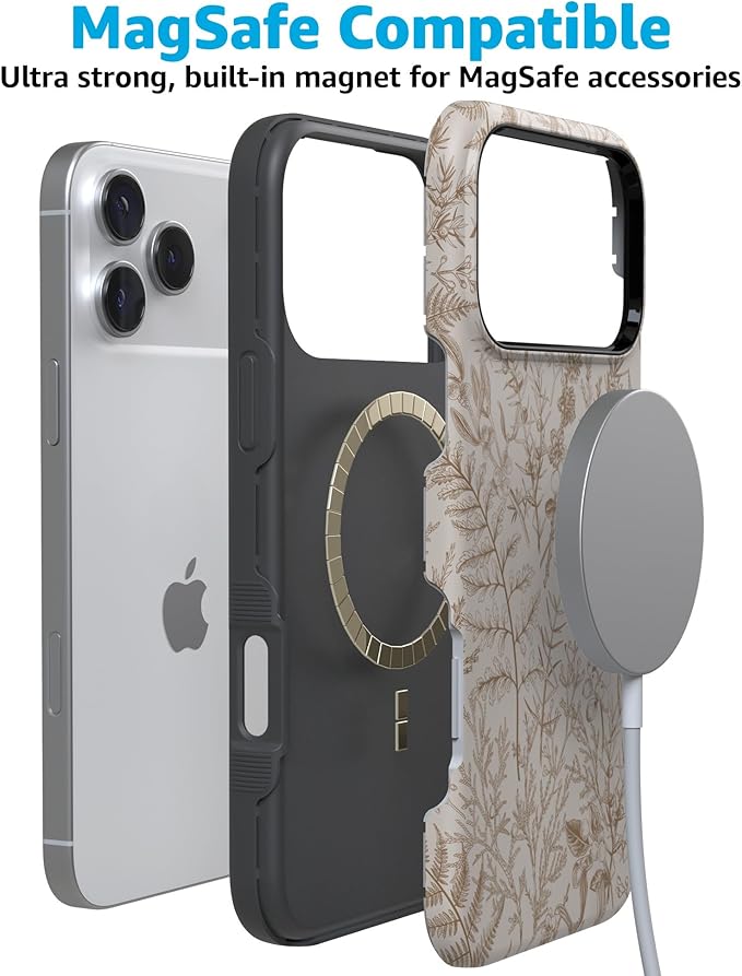 Casely iPhone 17 Pro Case | Beige Garden | Neutral Floral | Compatible with MagSafe | Bold Protective Design
