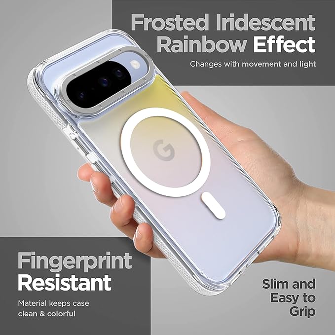 MOWIME Magnetic Case for Google Pixel 10/10 Pro [Compatible with Magsafe] [Cute Fashion Fluorescent Design] Shockproof Slim Translucent Matte Case for Pixel 10/10 Pro 6.3", White