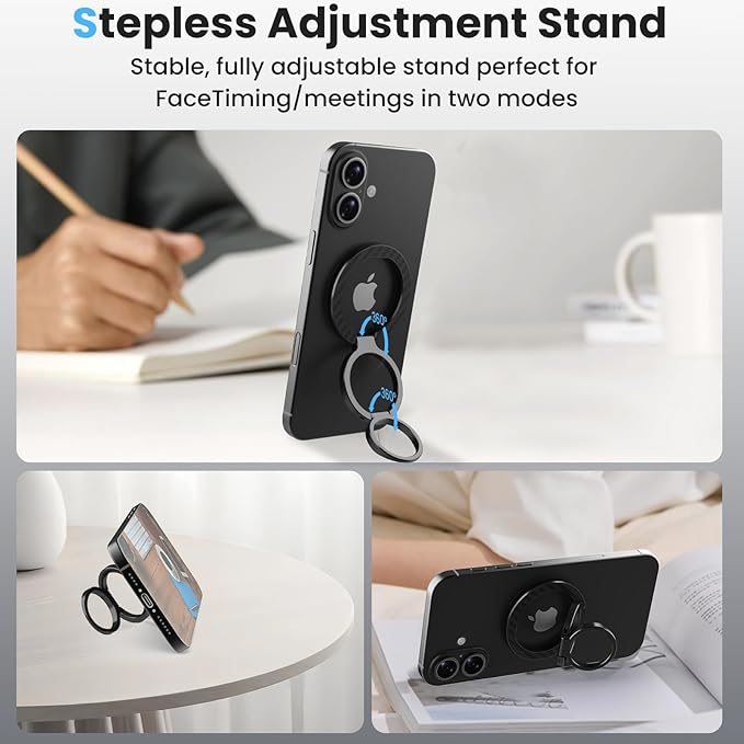 Nillkin Magsafe Phone Grip Magnetic Ring Holder, Carbon Fiber, Dual-Sided Magnets, Slim, 360° Dual Axis Rotation Cell Phone Kickstand, Accessories Compatible with iPhone 17 16 15 14 13 12 Pro Max