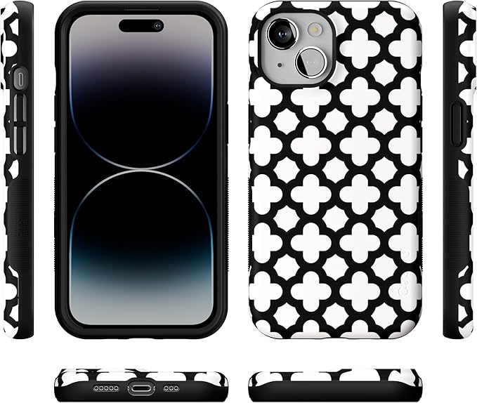 Casely iPhone 14 Case | Lattice Tile | High Contrast Design | Compatible with MagSafe | Bold Protective Design
