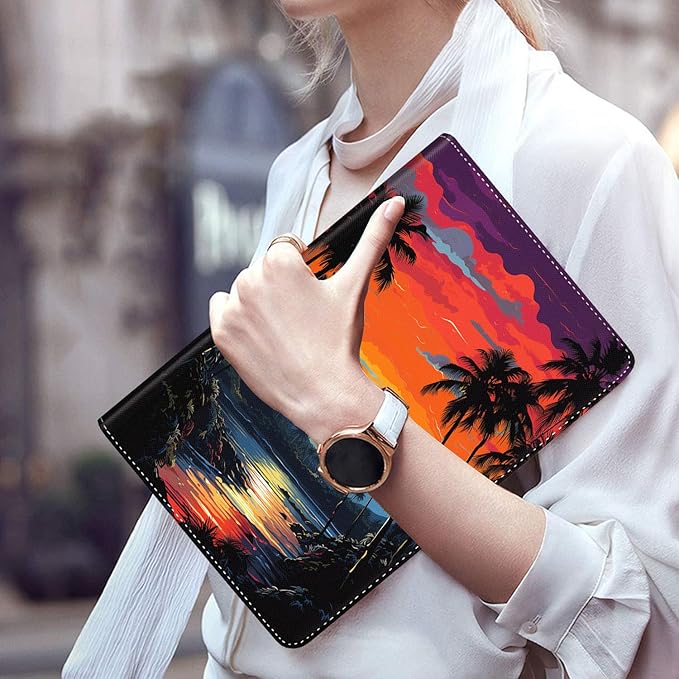Case for Galaxy Tab A9 Plus ， Auto Sleep/Wake Multi-Angle Viewing Slim Folio Stand Cover for Samsung Galaxy Tab A9+/A9 Plus 11 Inch 2023 (SM-X210/X216/X218), Retro Beach Sunset