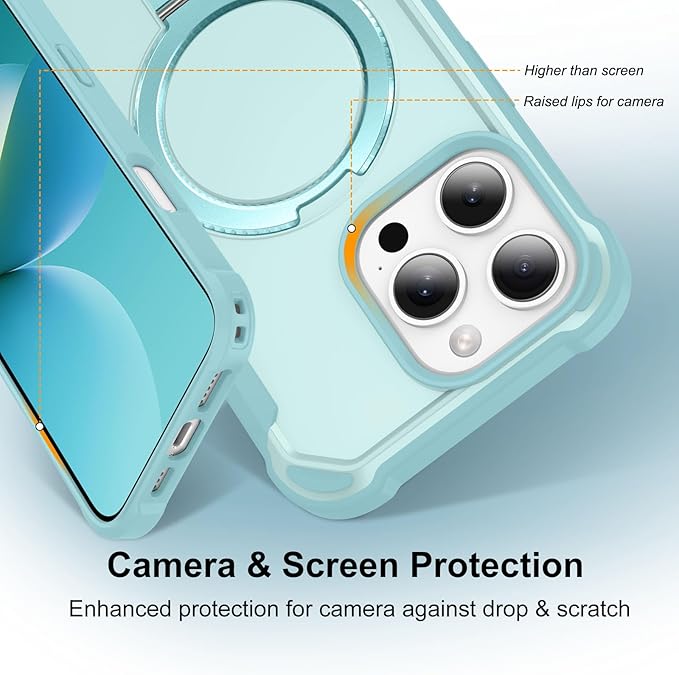 Compatible with iPhone 16 Pro max Case with Invisible Magnetic Ring Stand [Compatible with Magnetic] [Military Drop Protection] ShockProof Slim Hard Back Soft Edge Promax Case 6.9 Inch, Blue