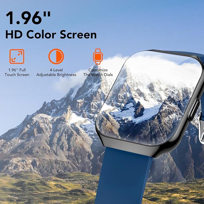 Smart Watch, 1.96" TFT-LCD Smartwatch for Men Women IP68 Waterproof, 110+Sport Modes, Fitness Activity Tracker, Heart Rate Monitor Sleep Step Counter for Android iPhone, Midnight Blue