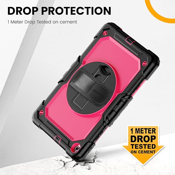 Timecity for Samsung Galaxy Tab A 10.1 Case 2019, Only Fit (SM-T510/ SM-T515/ SM-T517), Drop Proof with Hand Strap Stand Screen Protector Pencil Holder for Galaxy Tab A 10.1 Case - Rose