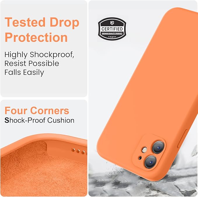 Vooii Compatible with iPhone 11 Case, Upgraded Liquid Silicone with [Flat Edges] [Camera Protection] [Soft Anti-Scratch Microfiber Lining] Phone Case for iPhone 11 6.1 inch - Bright Orange