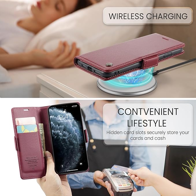 for iPhone 11 Pro Case, Premium PU Leather Wallet Case Flip Cover with [RFID Blocking][Card Holder][Stand Function] Shockproof Protective for iPhone 11 Pro 5.8", Red