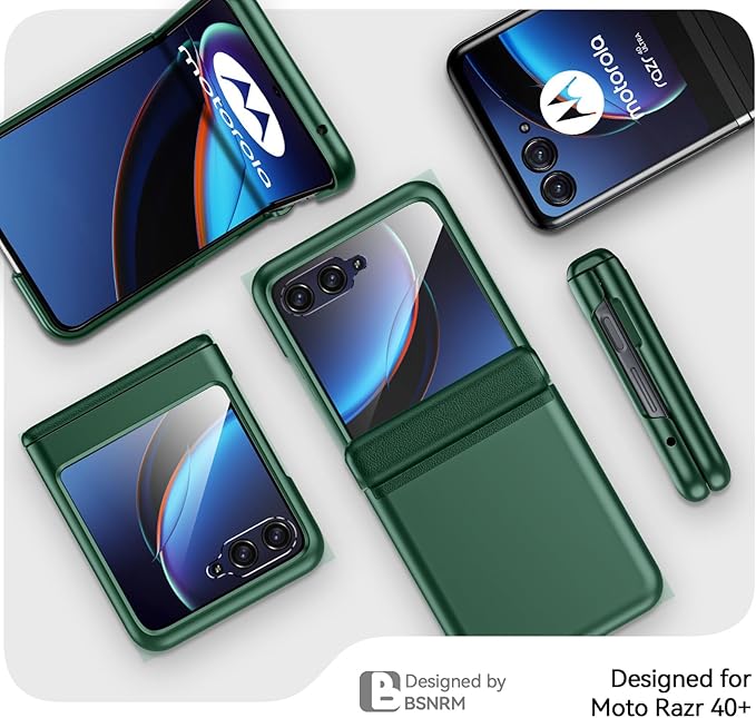 for Motorola Razr Plus 2023 Case, Built-in Screen Protector & Hinge Protection & Ultra Thin Matte PC Shockproof Phone Cover Smartphone Case for Moto Razr Plus 2023 (Green)