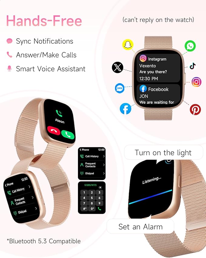 Smart Watch for Women, No Phone No APP Needed,1.83" Fitness Tracker Watch with Heart Rate/Step Tracker/Pedometer/Sleep, IP68 Waterproof Metal Smartwatch Calls Compatible iOS Android