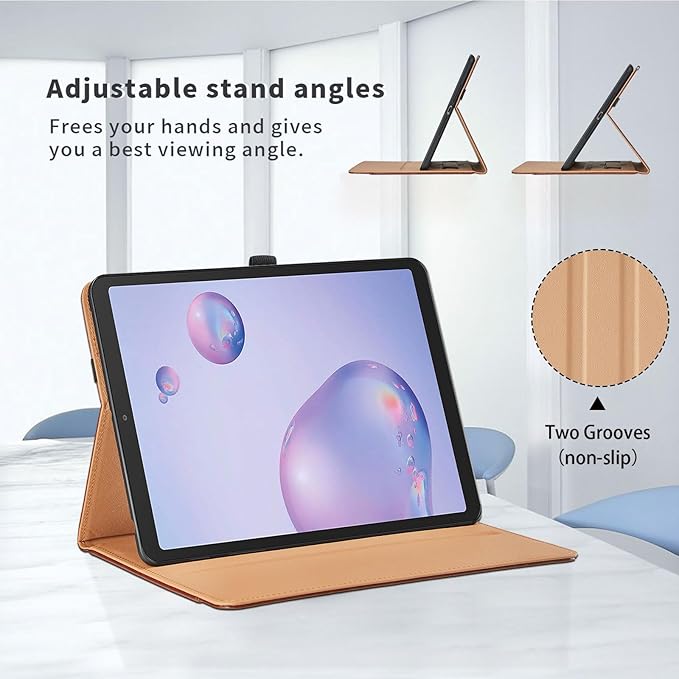 Case for Samsung Galaxy Tab A 8.4 2020 - SM-T307/SM-T307U Protective Case with Pocket, PU Leather Business Folio Tablet Cover with Hand Strap, Brown