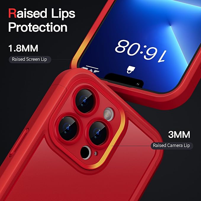 COOLQO Magnetic for iPhone 13 Pro Case, Compatible with MagSafe, Dual Layer Design Military Grade Protection, Translucent Matte Scratch-Resistant Back Protective Shockproof Phone Case, Red