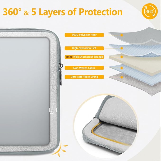 HYZUO 13.3-14 Inch Laptop Sleeve Bag Set for MacBook Pro 14 M4/M3/M2/M1, MacBook Air/Pro 13.3, 13.5"/13.8" Surface Book/Laptop, Notebook Case for 13.3" HP Dell Lenovo Asus Acer, Rock Gray