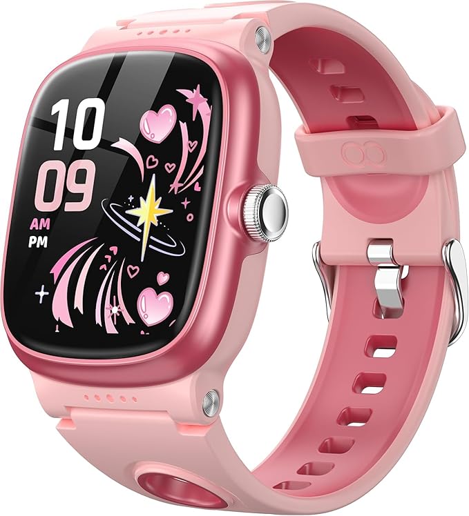 Smart Watch for Girls Boys with Sleep | Health | Activity Tracker, Games, Alarm, IP68 Waterproof Kids Fitness Watch with Pedometer, Family Account, Toys Gifts for Kids Aged 4-16 (Rose/Sand Pink)