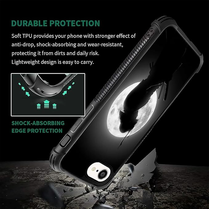 Compatible with iPhone 16e Case,Moon Samurai Phone Cover for Men/Women,Soft TPU Anti-Skid Thread and Four Corner Anti-Collision Protection Case Compatible with iPhone 16e 6.1inch