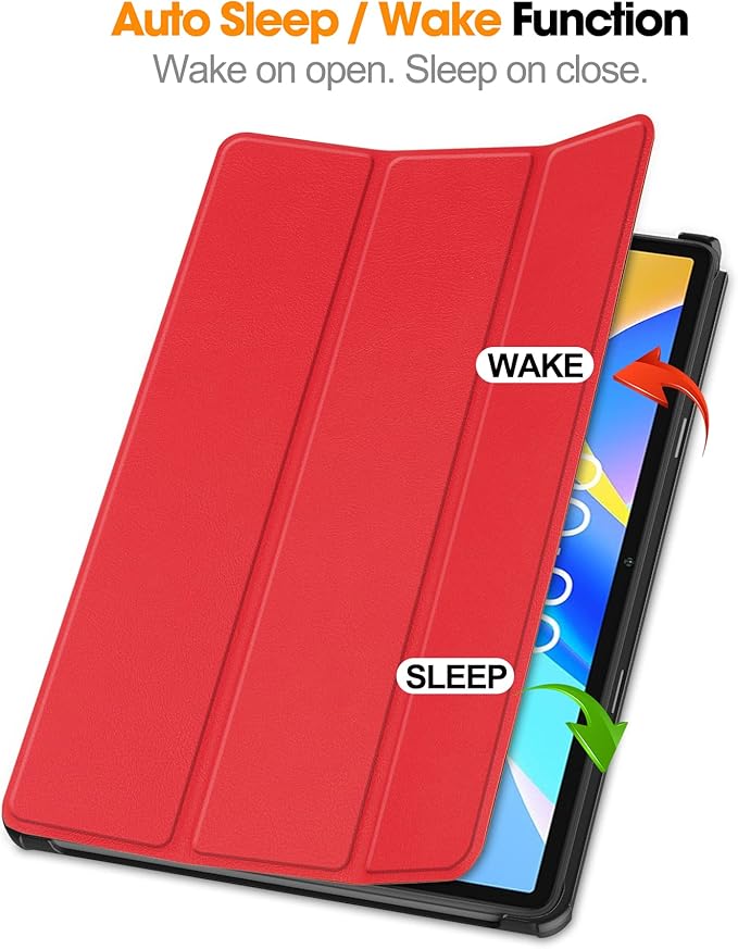 Case for TECLAST M40 Plus 2022 /P30S 10.1 inch Tablet, Folding Folio Ultra-Thin PU Leather Stand Case Cover for Teclast M40 Plus / P40HD / P30S 2022 Released Red