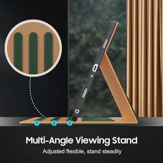 OKP Case for Samsug Galaxy Tab A9+ Plus 11 inch 2024(SM-X210/X216/X218), PU Leather Folio Cover with Multi-Angle Stand//Pen Holder, Auto Wake/Sleep Case for Galaxy A9+ 11" Tablet (Alpine Green)