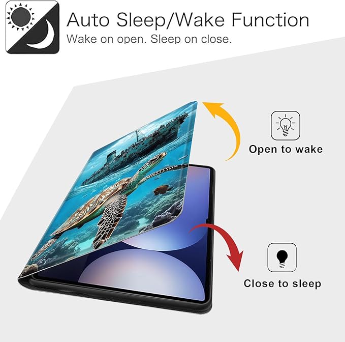 Case for Samsung Galaxy Tab S10 Ultra/Galaxy Tab S9/S8 Ultra 14.6-Inch, Slim PU Leather Stand Cover with Auto Wake/Sleep, Multi-Angle Viewing & Shockproof, Majestic Sea Turtle