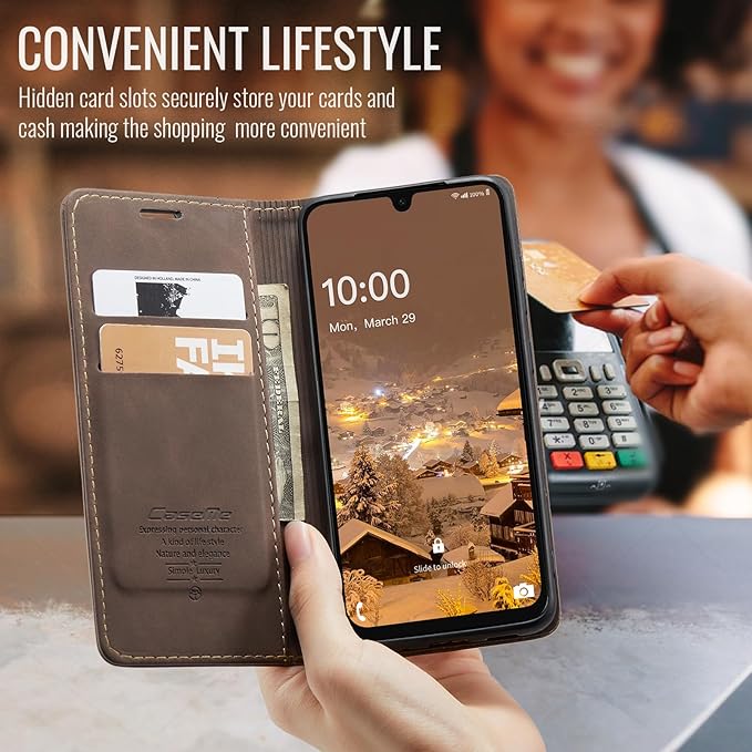 for Samsung Galaxy A16 5G Case, Flip Wallet Leather Case with Card Holder Magnetic Closure Shockproof Kickstand Protective Phone Cases Cover for Galaxy A16 5G / A16 4G, Coffee
