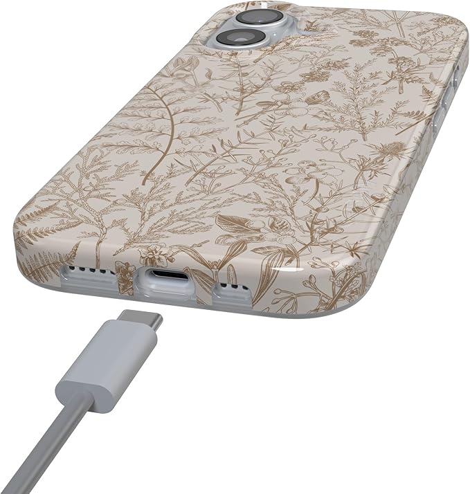 Casely iPhone 17 Case | Beige Garden | Neutral Floral | Compatible with MagSafe | Classic Ultra Slim Design