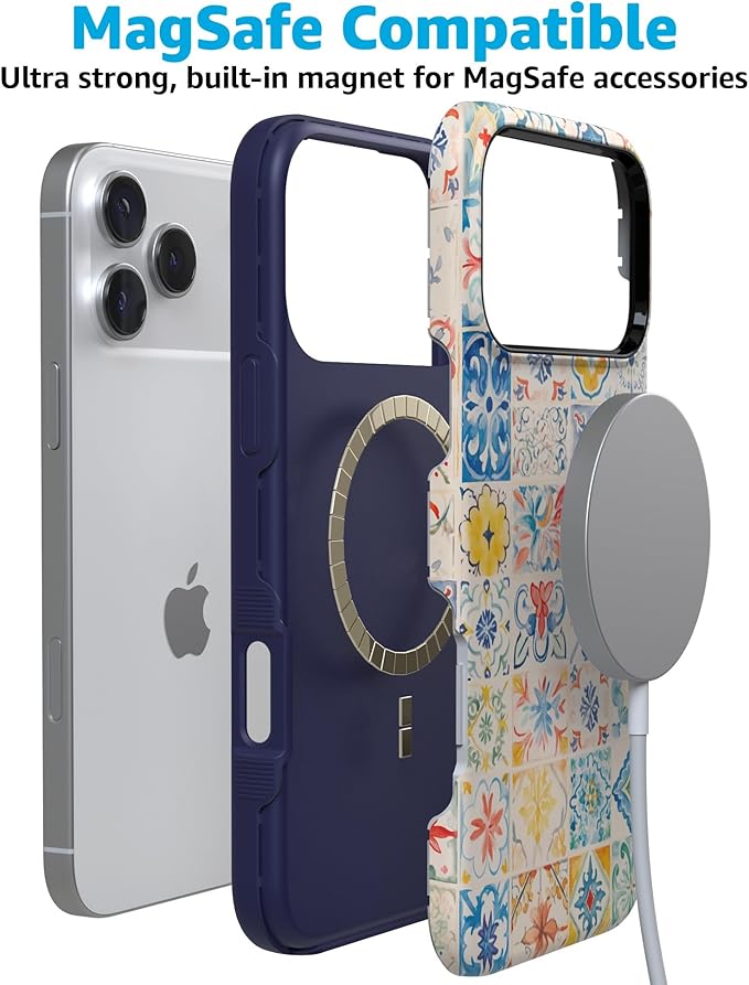 Casely iPhone 17 Pro Case | Tuscan Tiles | Dolce Vita | Compatible with MagSafe | Bold Protective Design