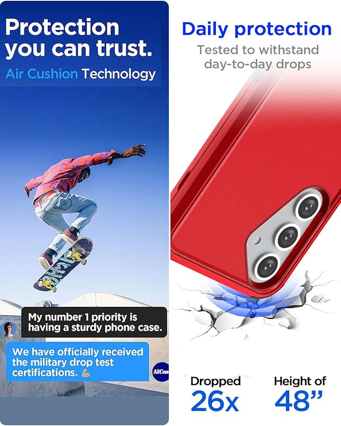 AICase for Samsung Galaxy S25 Plus Case,3-Layer Heavy Duty Pocket-Friendly Rugged Durable Military Grade Protection Shockproof/Drop Proof/Dust Proof Protective Cover for Galaxy S25 Plus 2025_5