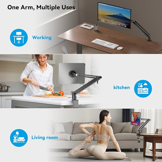Strong Magnetic Portable Monitor Desk Clamp - 75mm VESA Mount 4.7" 15.6" 16" 17.3" 18.5 inch 360° Rotate Base Tablet Holder Arm JK07B1