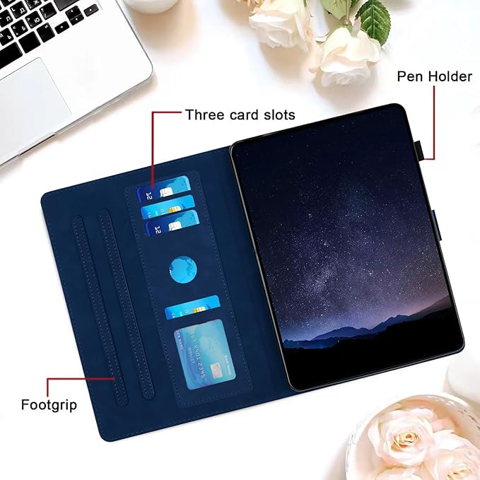 DTangLsm Case for Samsung Galaxy Tab A9 Plus/A9+ 5G 11 Inch 2023 (SM-X210/ X216/ X218) Multi-Angle Viewing PU Leather Smart Folio Stand Cover for Galaxy Tab A 9+ Case with Pen Holder, Honeycomb Blue