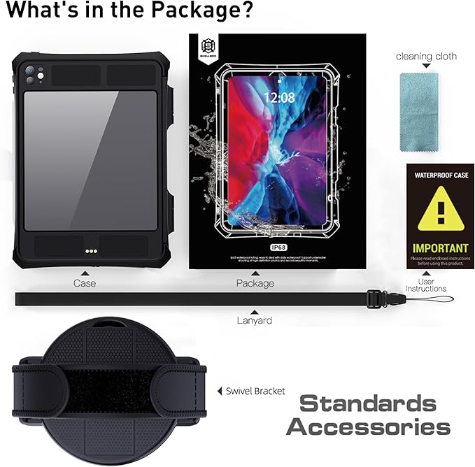 for iPad Pro 11 Case 2024 - Waterproof Case for iPad Pro 11 Inch M4 (5th Generation), Full Body Protection Case Shockproof Dust-Proof with Pencil Holder (Black, iPad Pro 11 Inch（ 2024）)