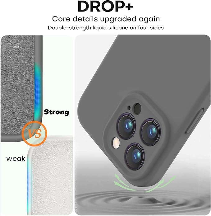 Vooii Compatible with iPhone 15 Pro Max Case, Upgraded Premium Silicone, [Camera Protection] [Soft Anti-Scratch Microfiber Lining] Shockproof Phone Case for iPhone 15 Pro Max 6.7 inch - Dark Grey