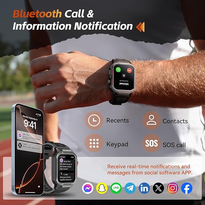 Smart Watches for Men (Answer/Make Calls), 1.96" Fitness Smart Watch with Heart Rate/Blood Oxygen/Sleep Monitor/100+ Sport Modes, 3ATM Waterproof Smartwatch Mens Watches for Android and iPhone